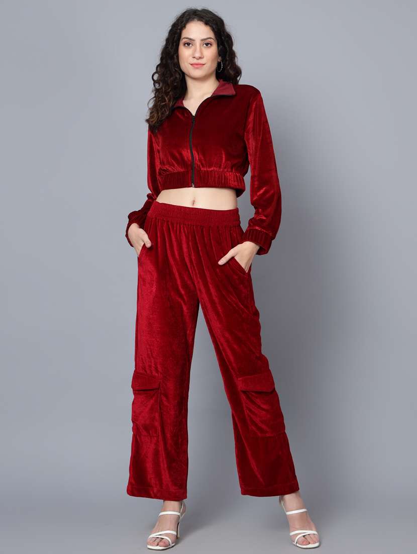 women solid top and trouser co-ord set