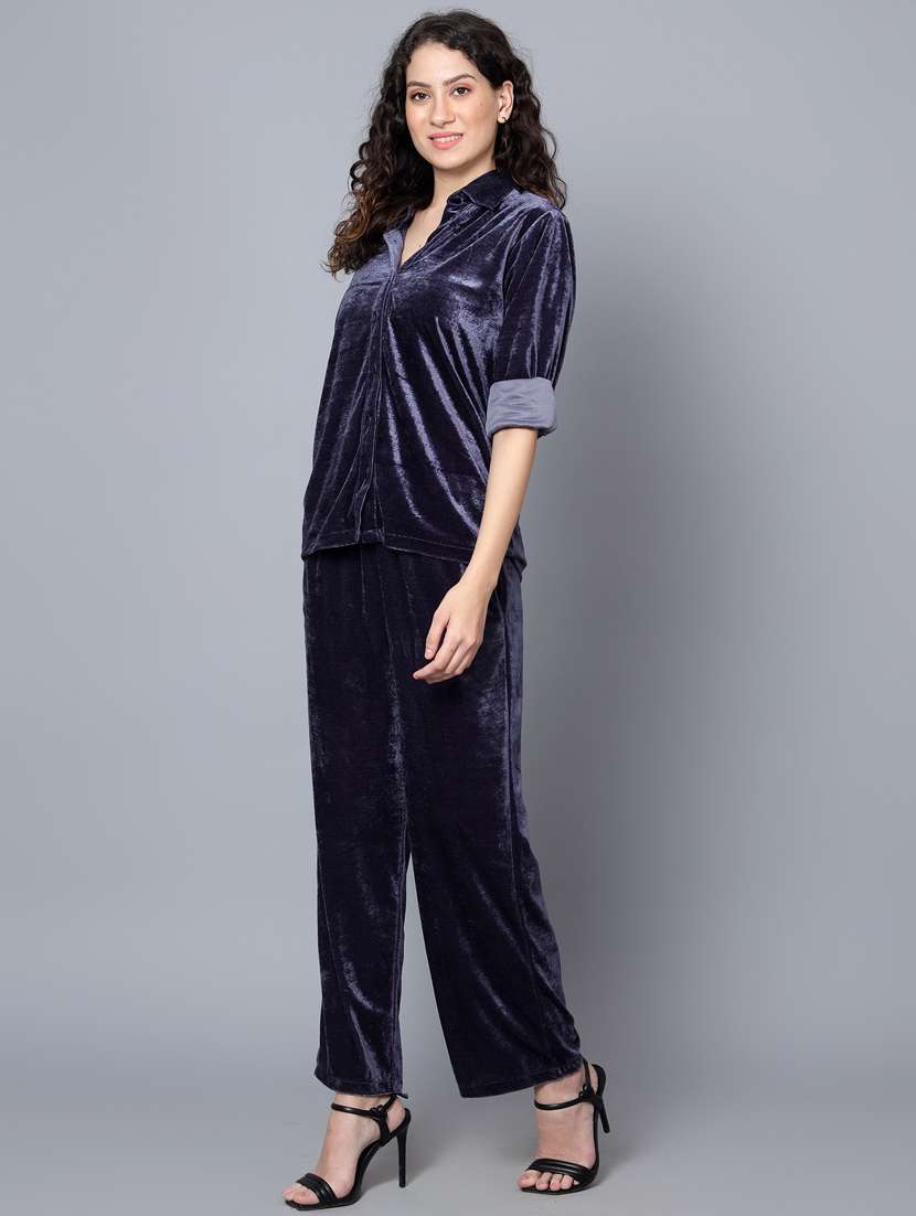 women solid top and trouser co-ord set - 20444582 -  Standard Image - 2