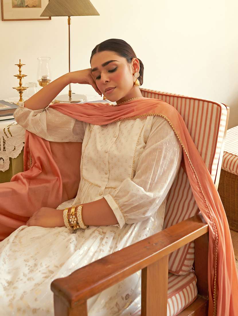 women three quarter sleeve kurta pant with dupatta set - 20445523 -  Standard Image - 2