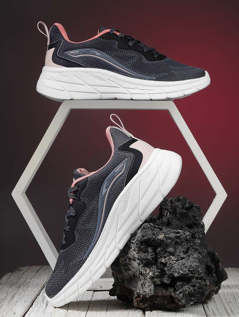 women solid grey lace-up sport shoe