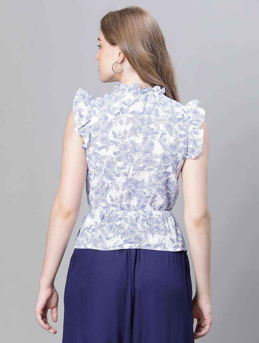 white floral print peplum top - 20445603 - Standard Image - 2