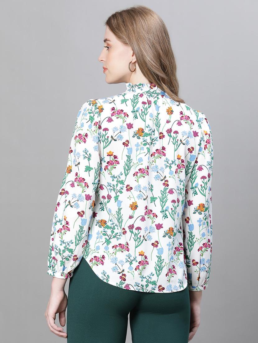 white floral print puff sleeves top - 20445608 - Standard Image - 2