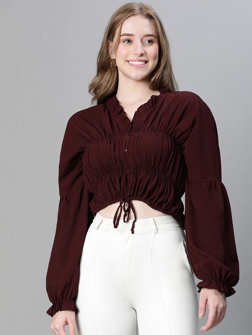 solid blouson top - 20445624 - Standard Image - 0
