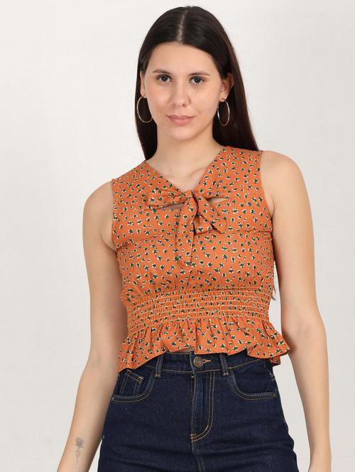 printed smocked top - 20445649 - Standard Image - 0