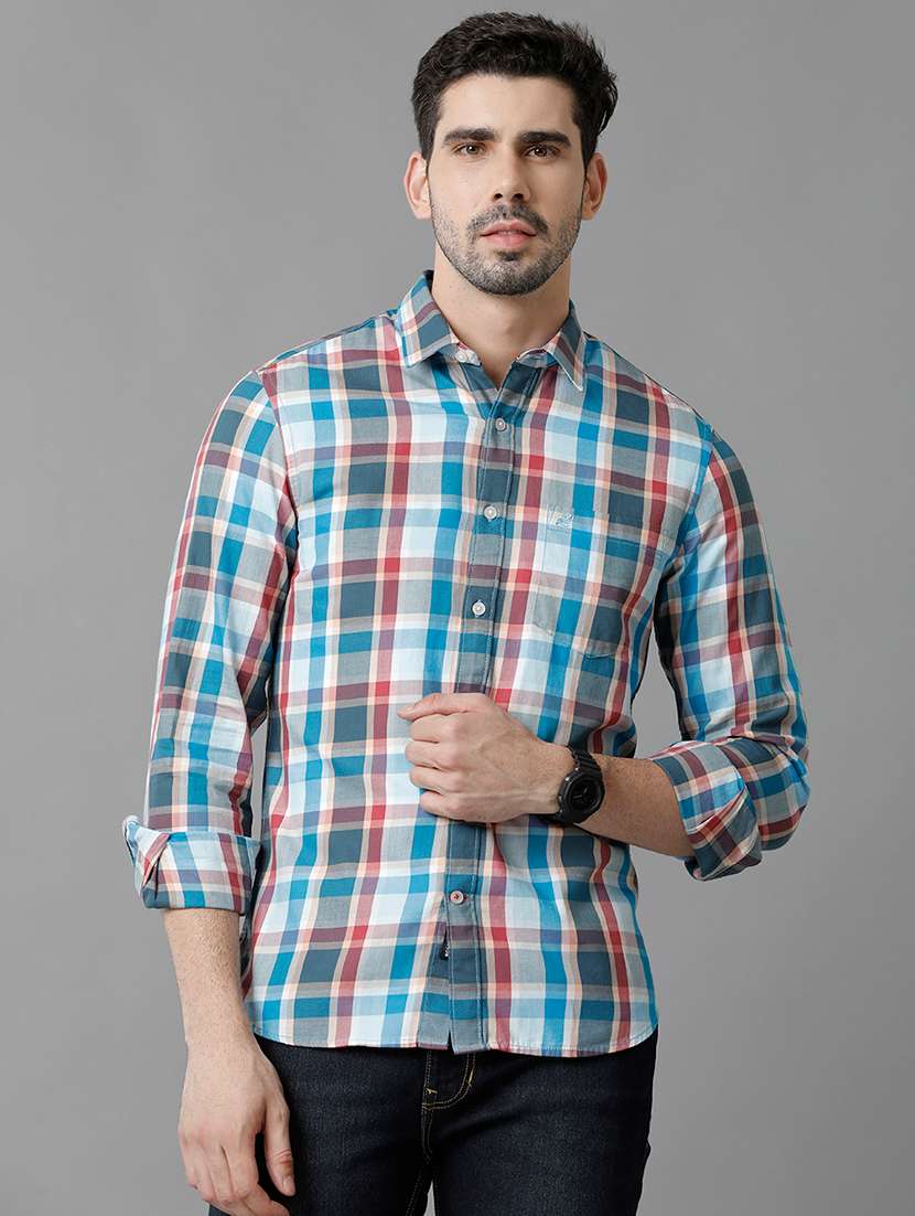 turquoise cotton casual shirt