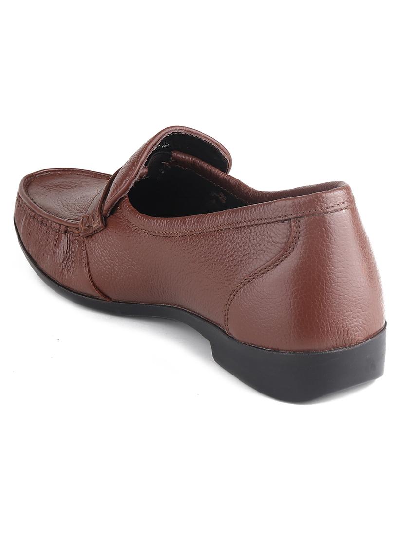 men solid brown leather slip on loafer - 20446792 - Standard Image - 2