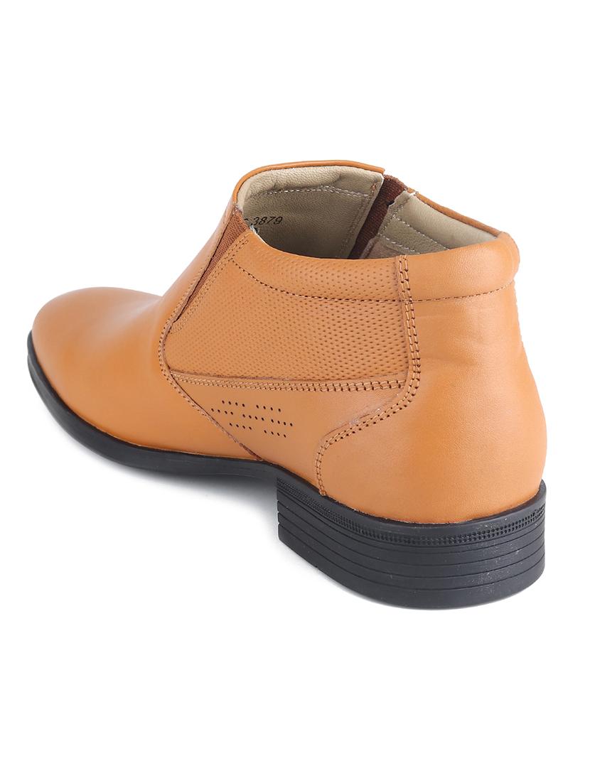 men textured tan high ankle leather slip on - 20446801 - Standard Image - 2