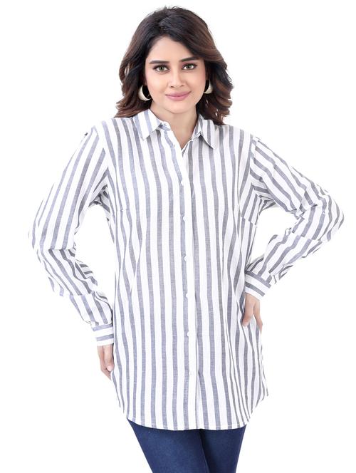 multi color stripes oversized shirt - 20446816 -  Standard Image - 0