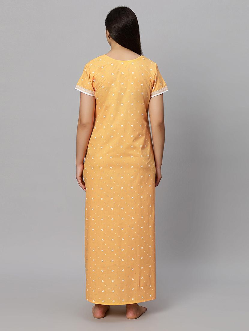 yellow printed short sleeves nighty - 20447283 - Standard Image - 2