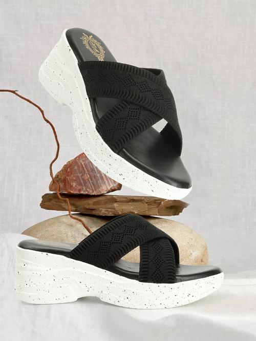 black slip on wedges - 20448558 - Standard Image - 0