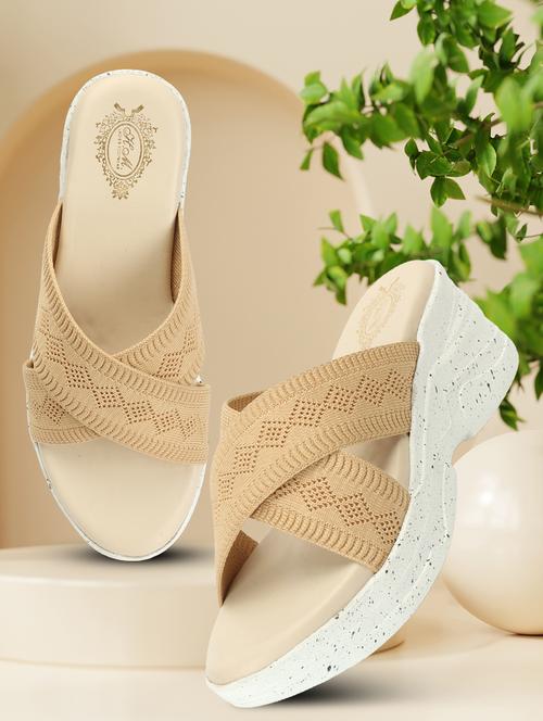 beige slip on wedges - 20448560 - Standard Image - 0