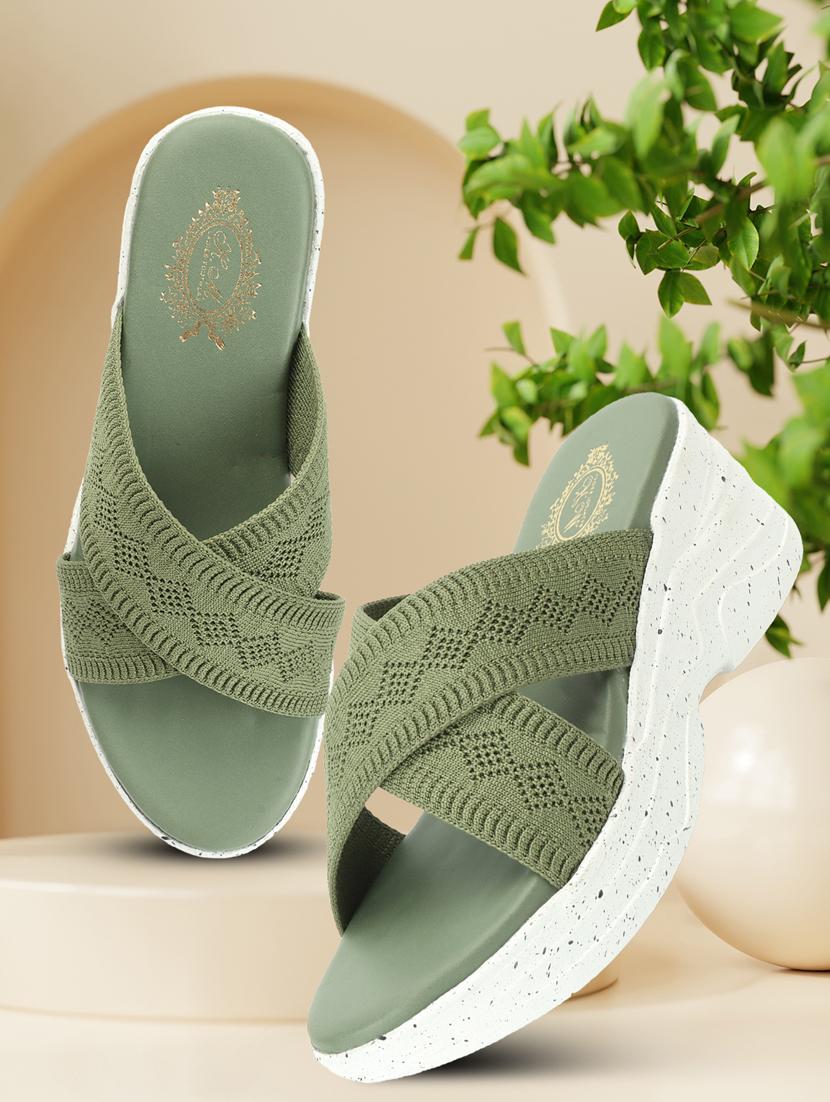 green slip on wedges - 20448561 -  Zoom Image - 0