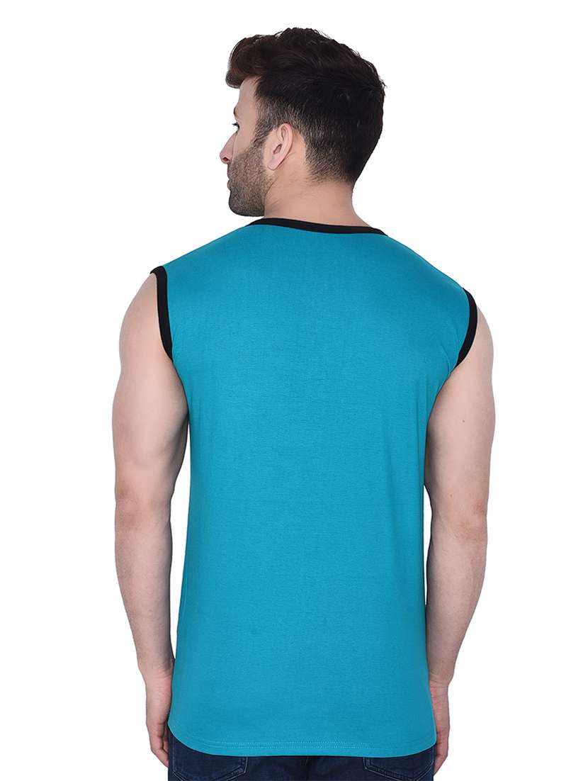 men solid cotton sleeveless t-shirt - 20448614 -  Standard Image - 2