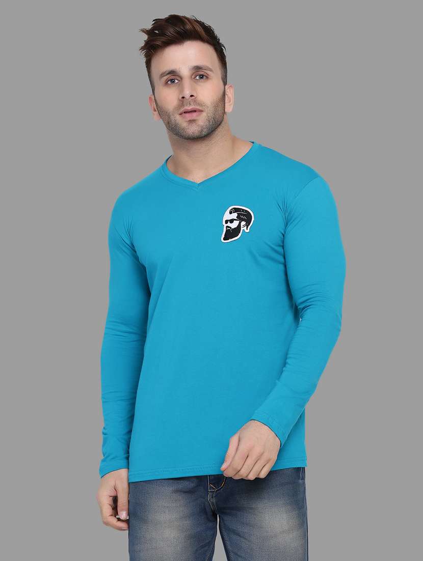 men long sleeved solid regular t-shirt