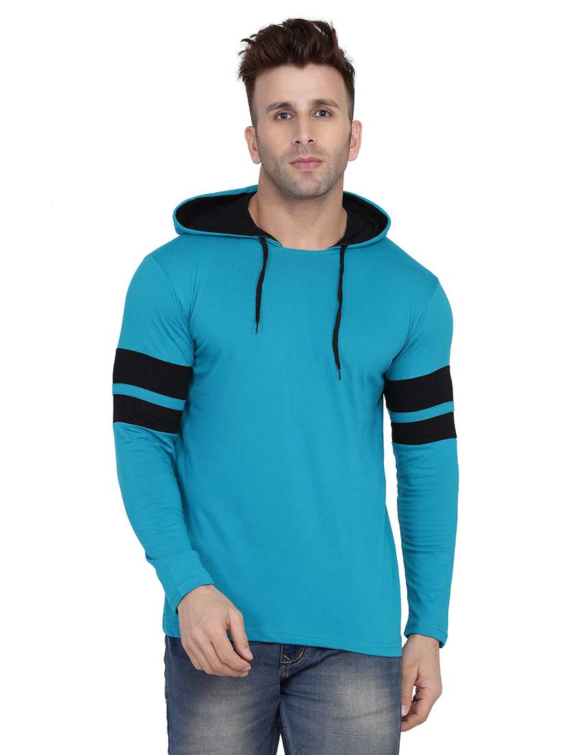 men light blue solids hooded sweatshirts