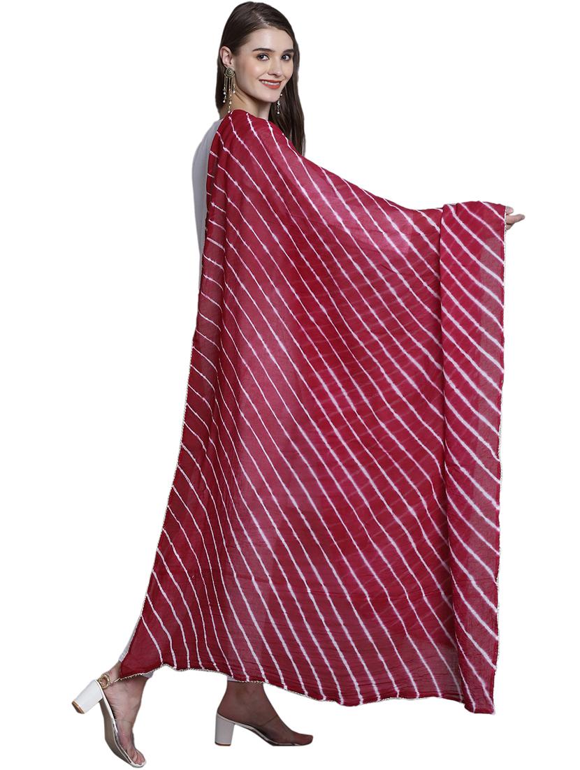 women maroon leheriya print dupatta - 20448795 - Standard Image - 2