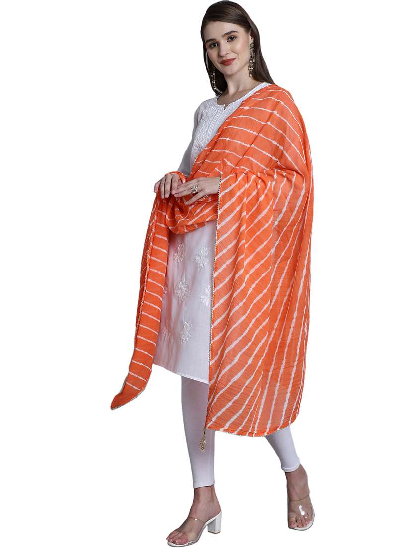 women orange leheriya print dupatta - 20448797 -  Standard Image - 2
