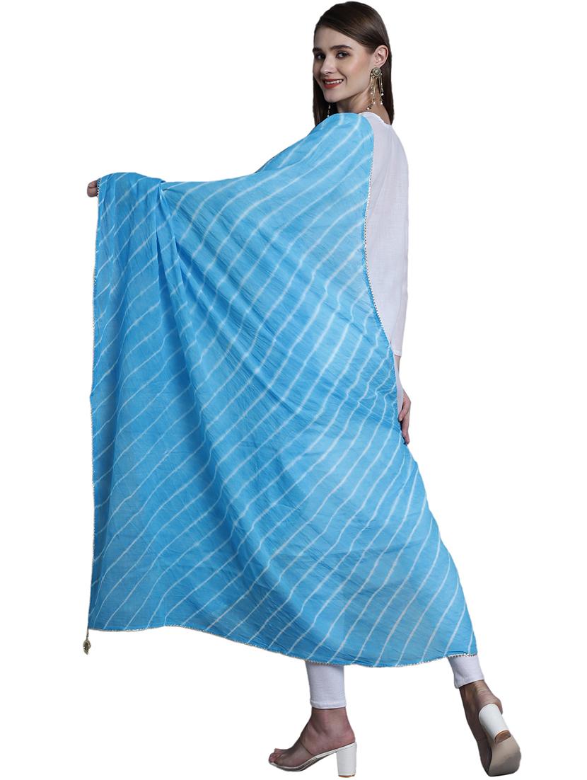 women blue leheriya print dupatta - 20448799 - Standard Image - 2