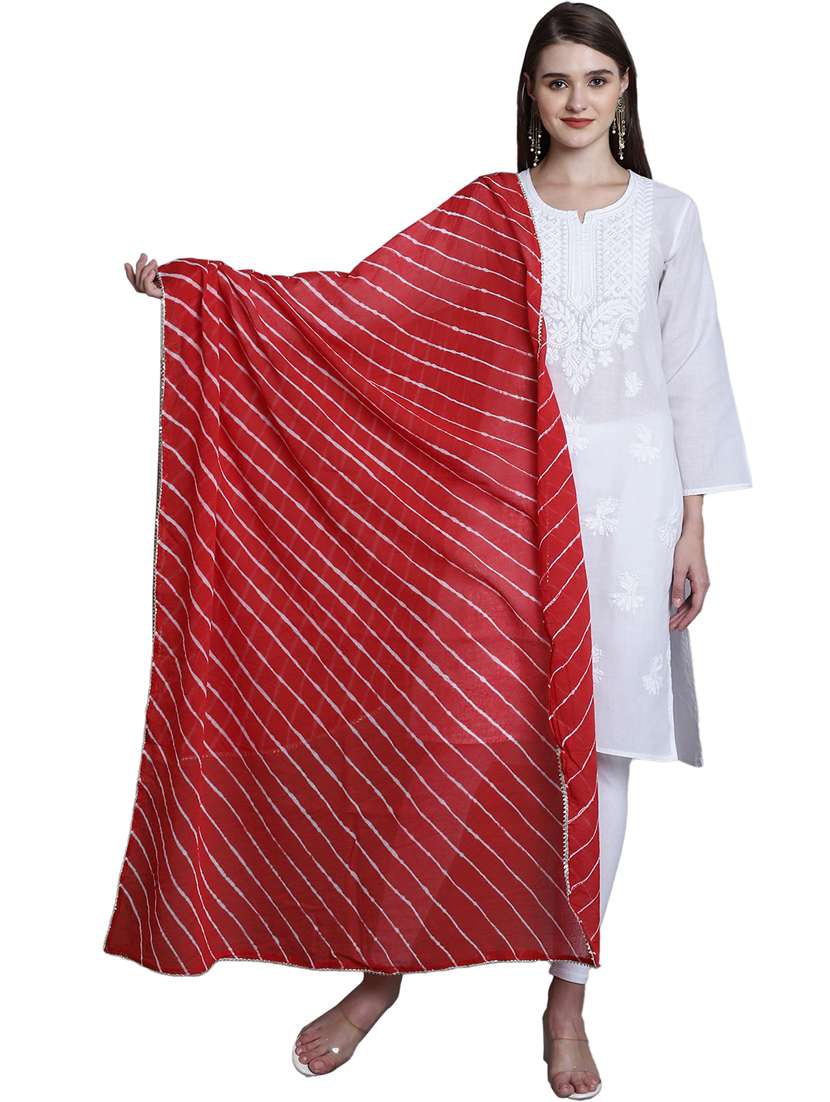 women red leheriya print dupatta