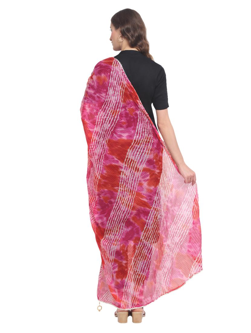 women pink leheriya print dupatta - 20448818 - Standard Image - 2