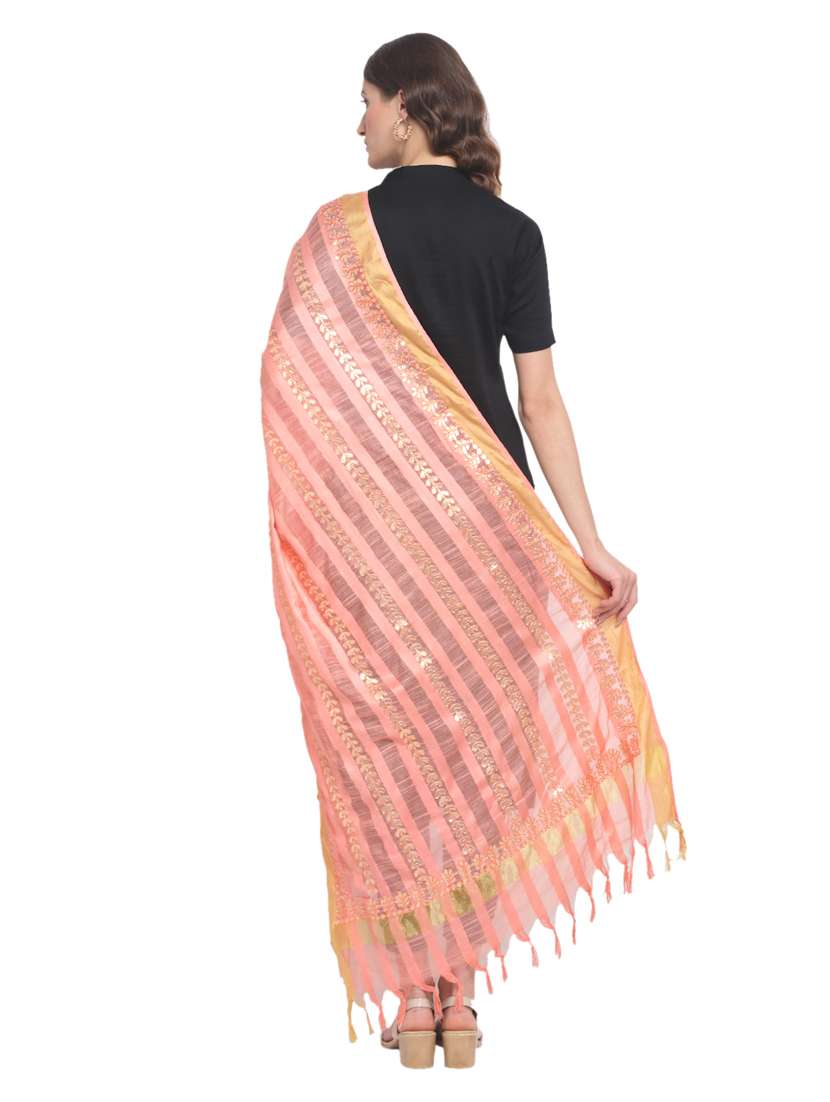 women peach embroidered dupatta - 20448822 -  Standard Image - 2