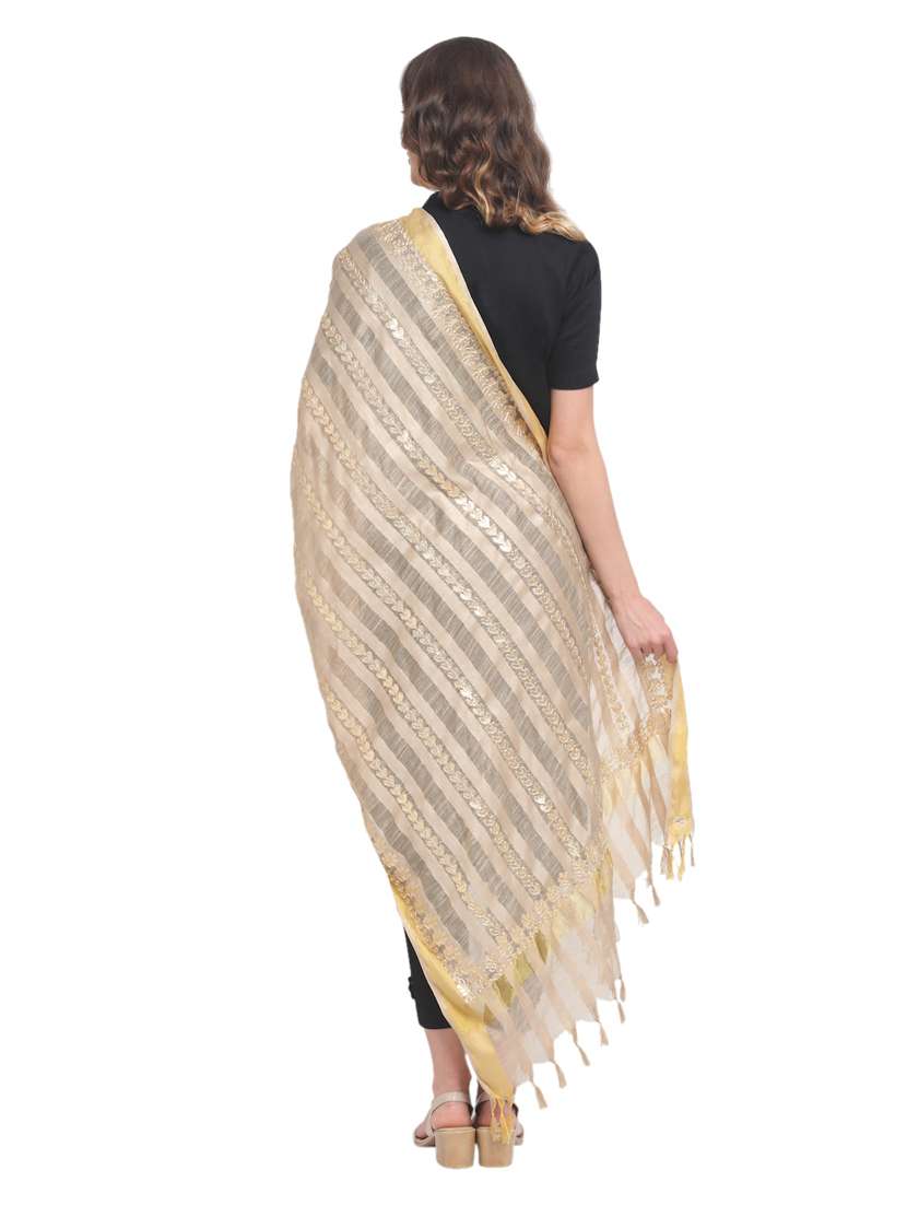 women beige embroidered dupatta - 20448823 -  Standard Image - 2