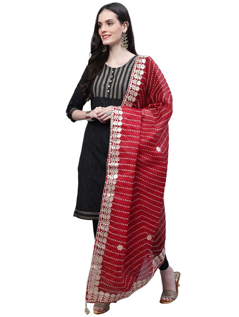 women maroon bandhani dupatta - 20448826 -  Standard Image - 2