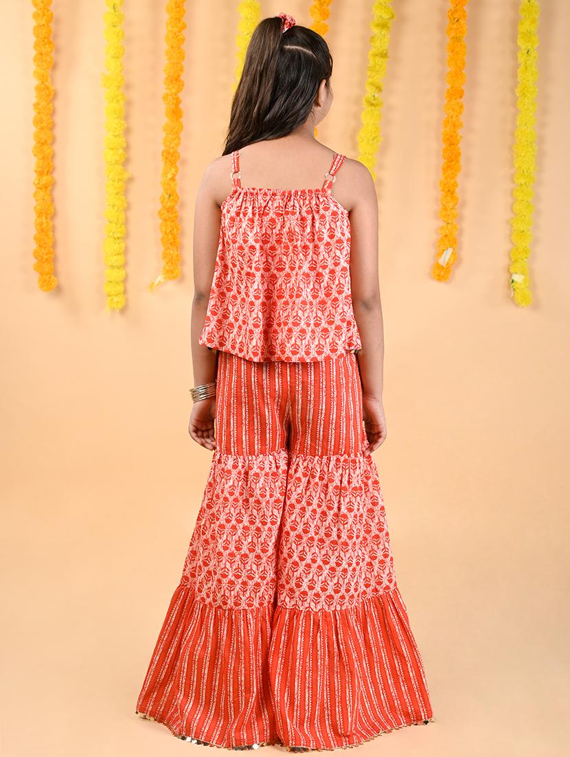 girls batik printed top and sharara pant set - 20448846 - Standard Image - 2