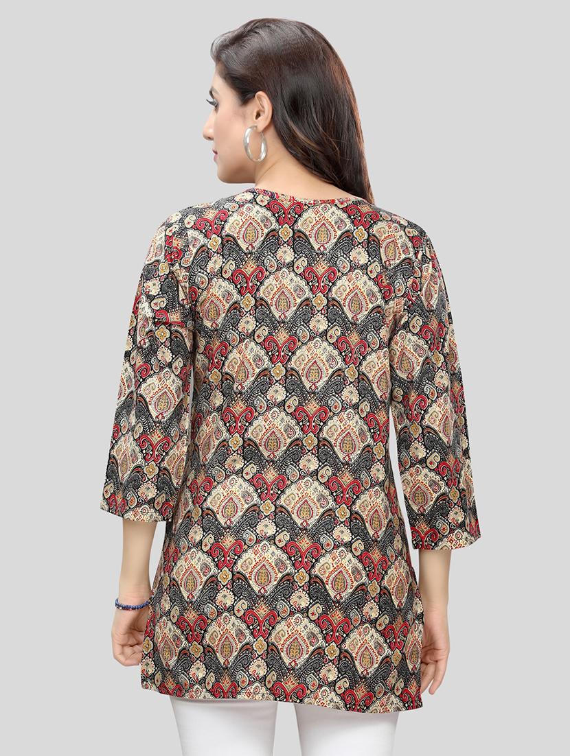 multi colored three quarter sleeve straight kurti - 20448899 - Standard Image - 2