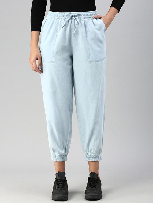 blue solid cotton jogger - 20448968 -  Standard Image - 0