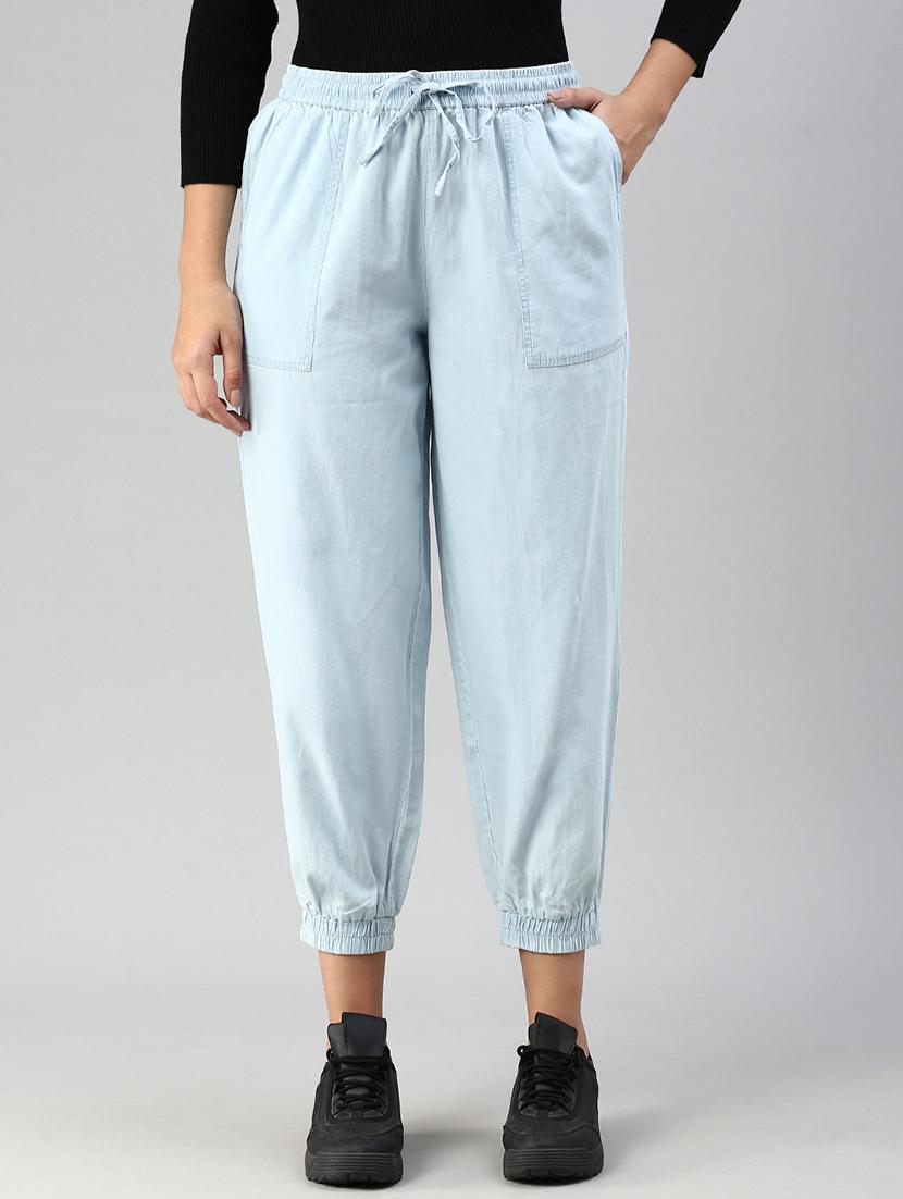 blue solid cotton jogger - 20448968 -  Zoom Image - 0