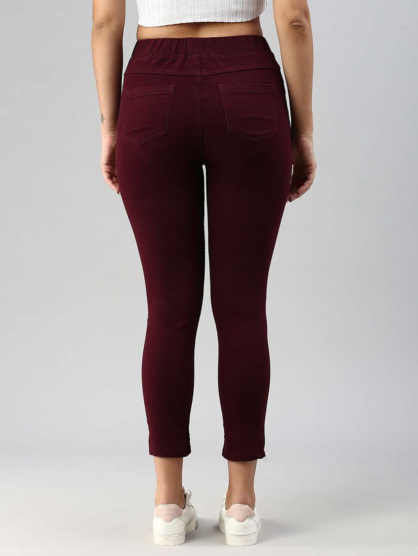 maroon solid tregging  - 20448972 -  Standard Image - 2