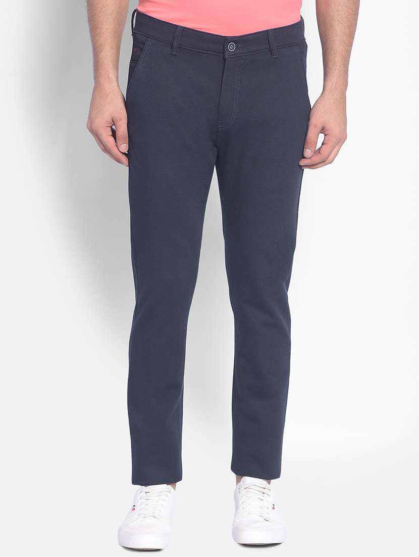 men mid rise flat front casual trouser