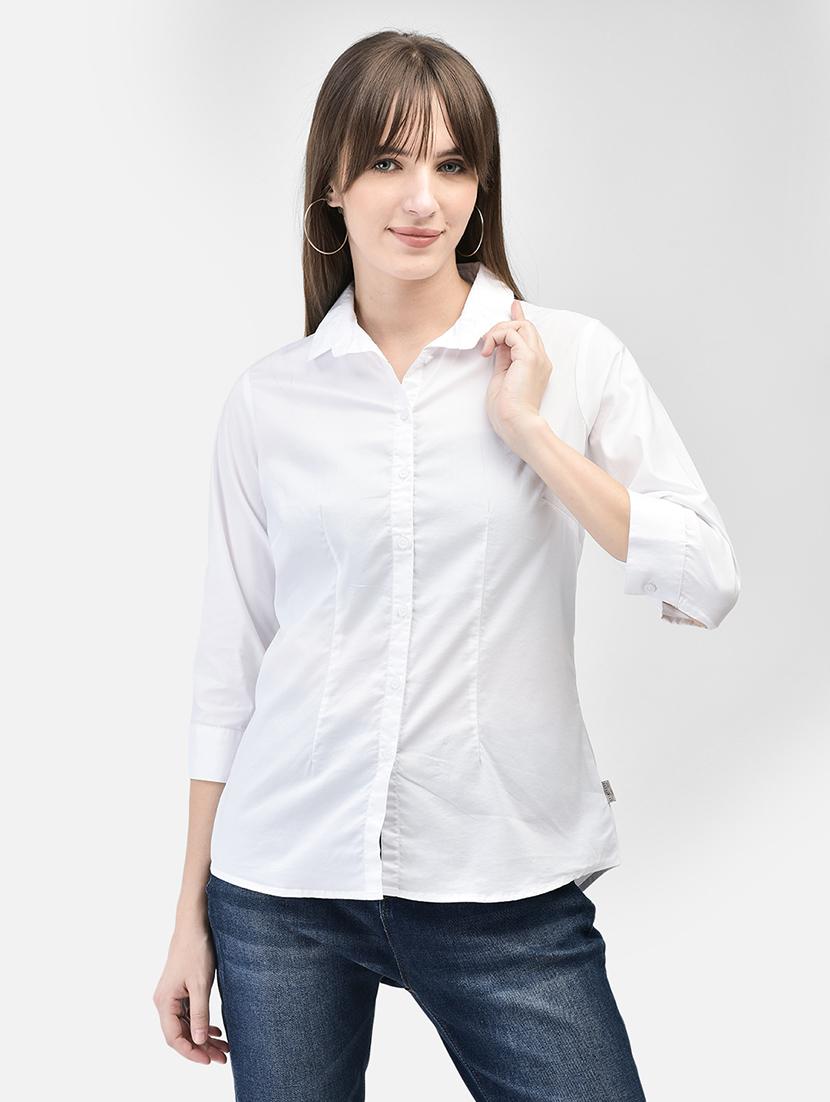 women solid color regular shirt