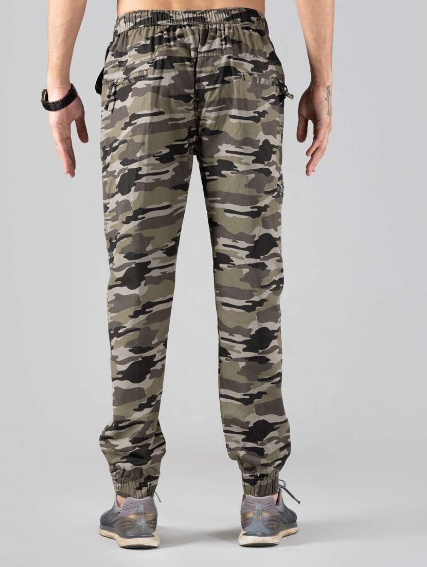 men's green camouflage cargo trousers - 20449955 - Standard Image - 2
