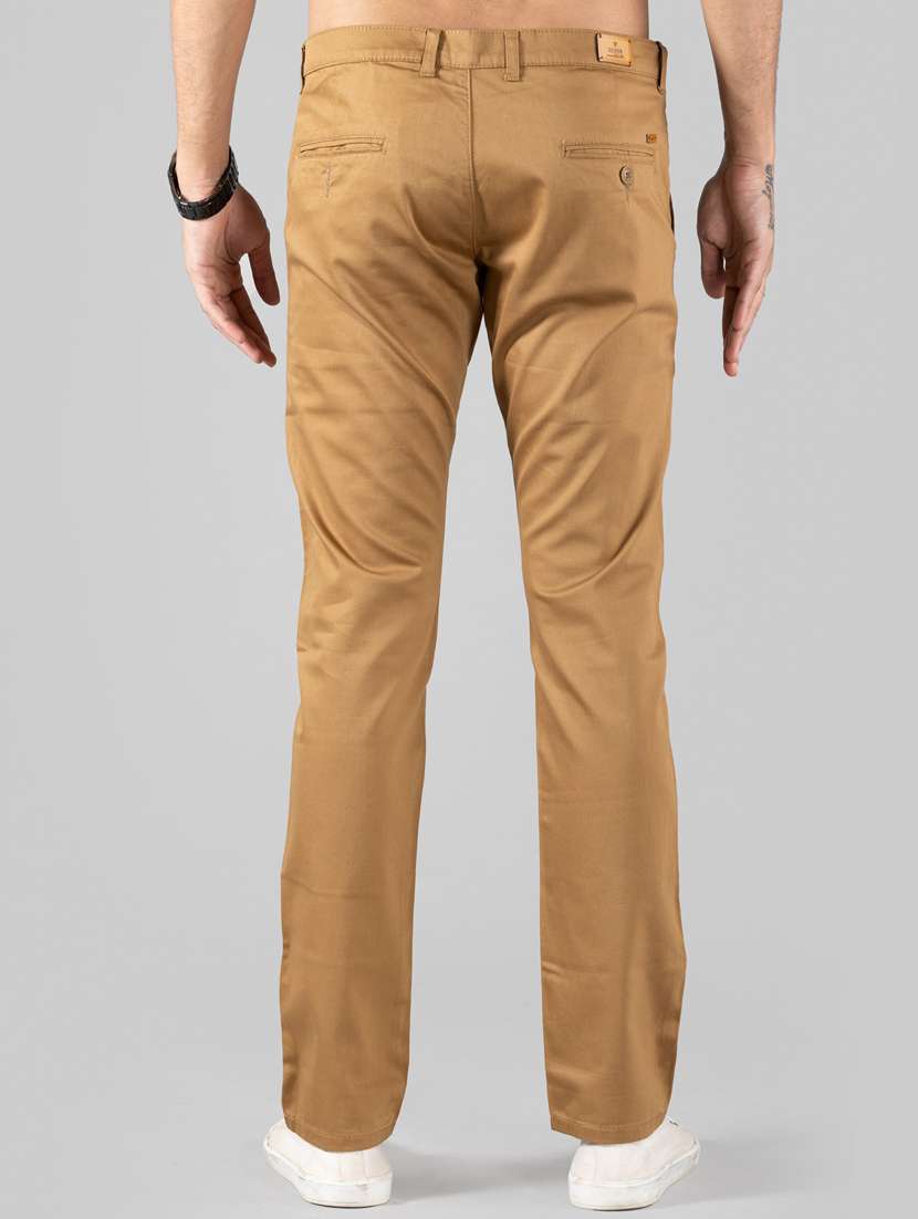 men's khaki flat front casual trouser - 20449960 - Standard Image - 2