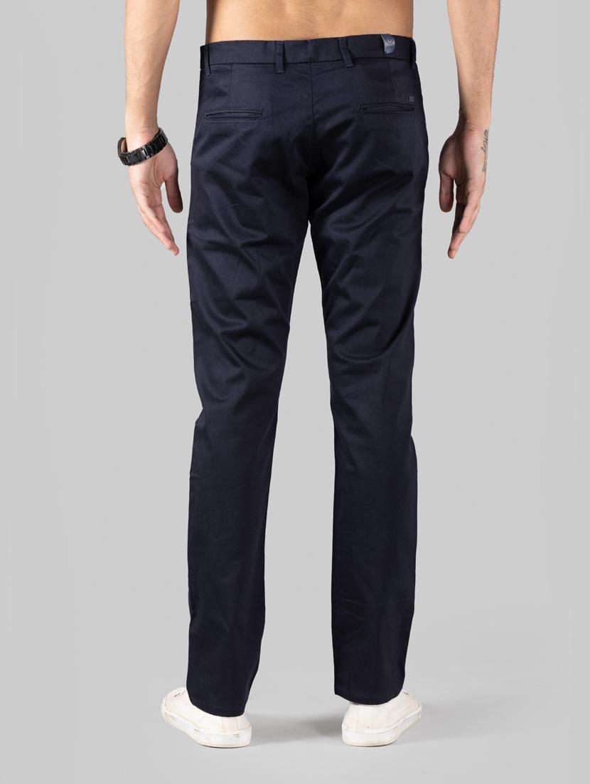 men's navy blue flat front casual trouser - 20449962 - Standard Image - 2