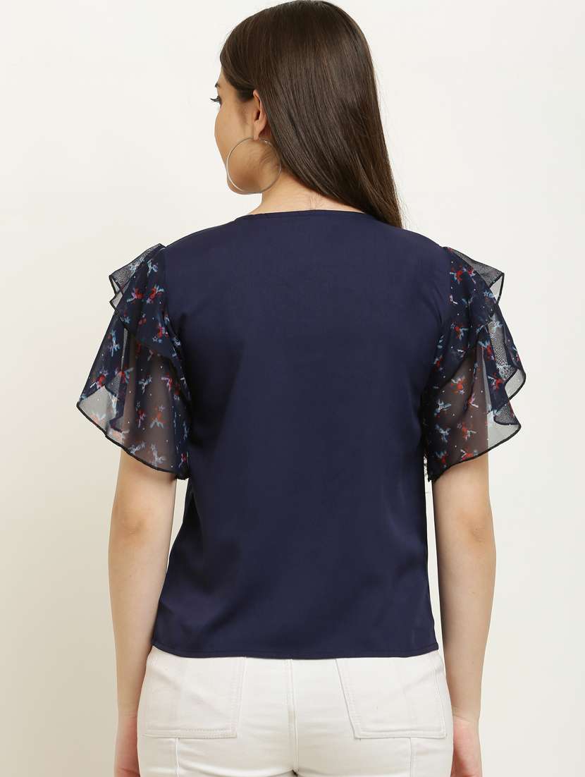 navy blue graphic printed top - 20450050 - Standard Image - 2