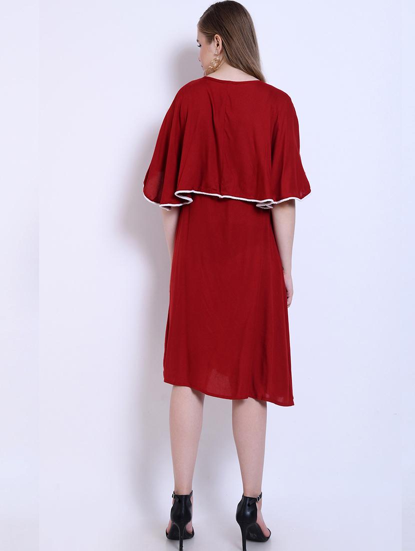 red solid a-line dress - 20451211 - Standard Image - 2
