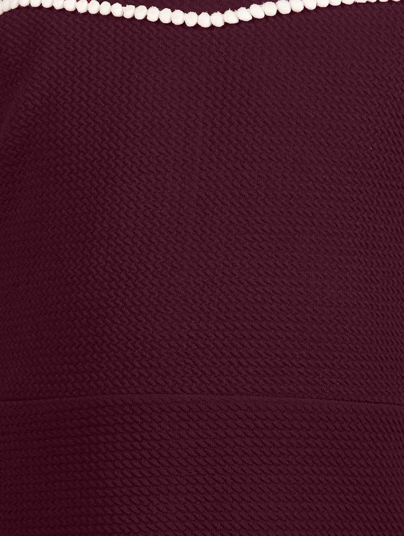 maroon lace work cotton frock - 20451352 -  Standard Image - 2