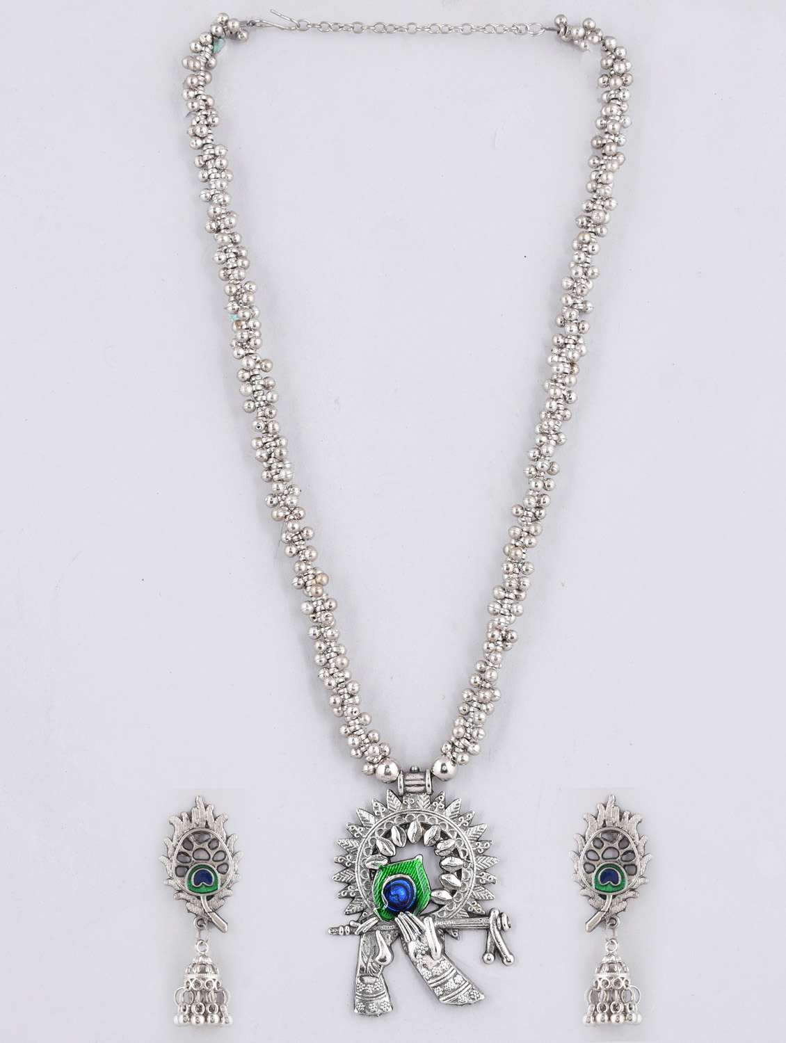 silver stainless steel necklaces and earring