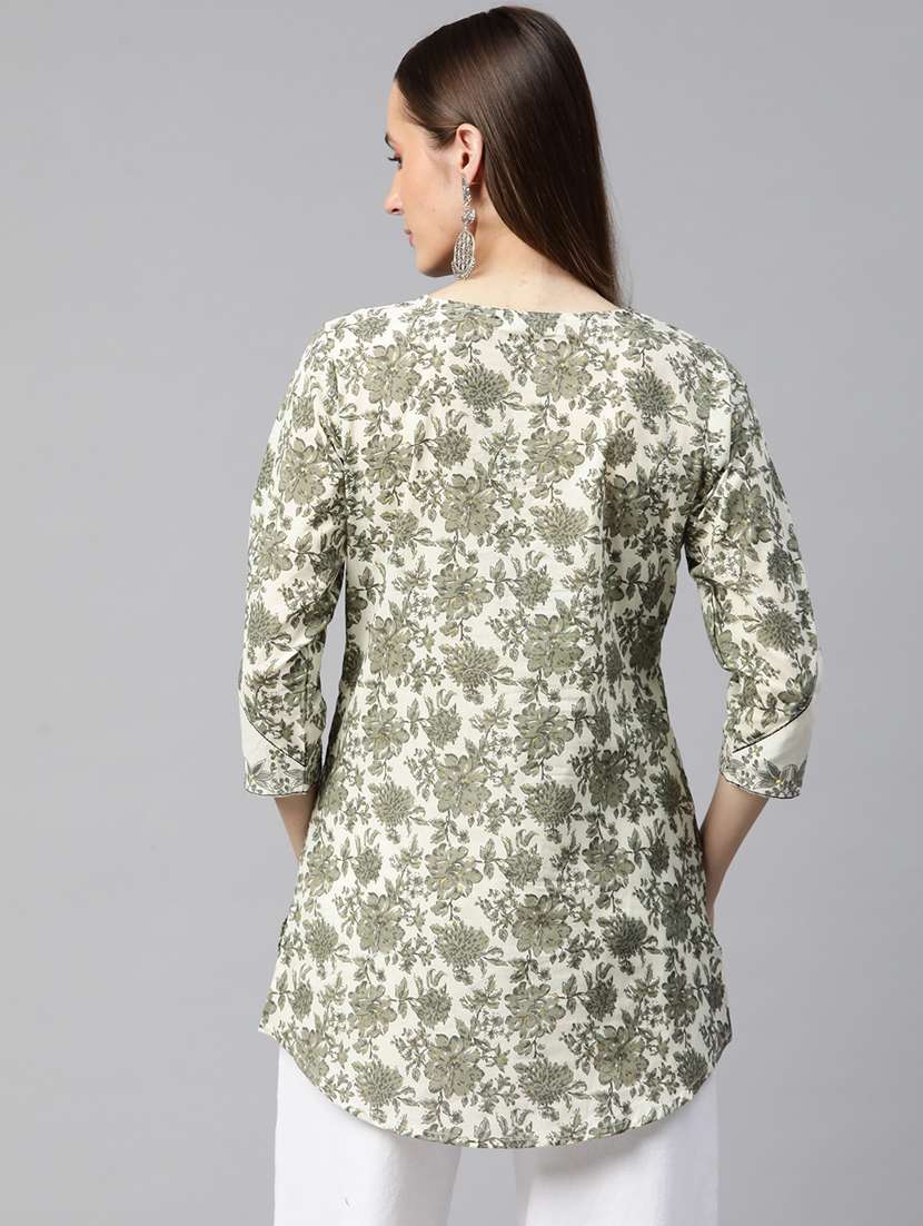 neo mint three quarter sleeve a-line kurti - 20451436 -  Standard Image - 2