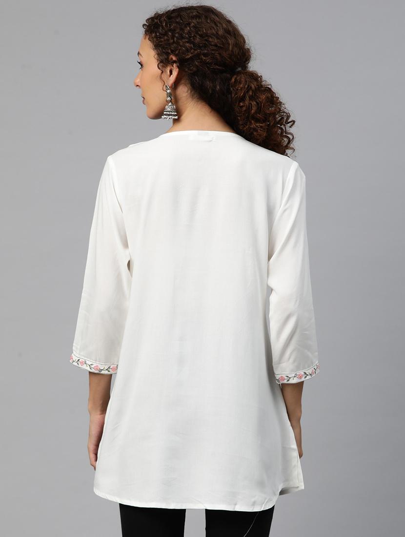women white round neck a-line kurti - 20451458 - Standard Image - 2