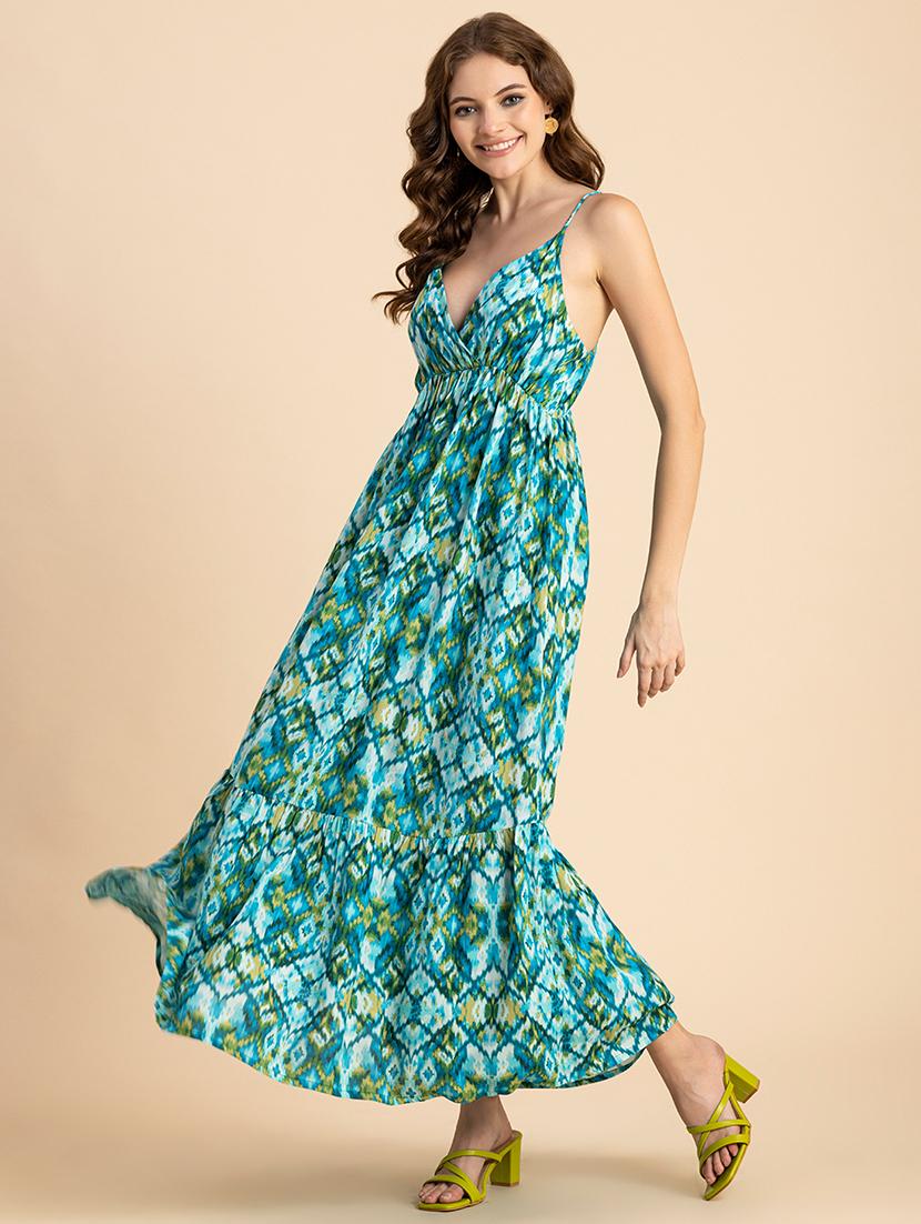 green printed maxi dress - 20451553 - Zoom Image - 0