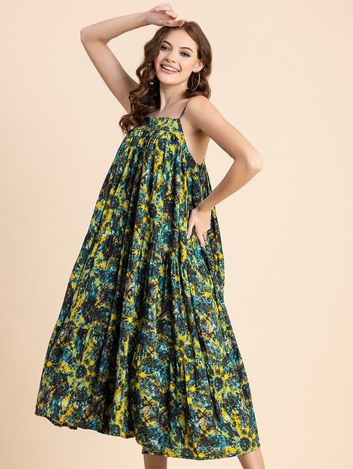 multi color abstract print tiered dress - 20451554 - Standard Image - 0