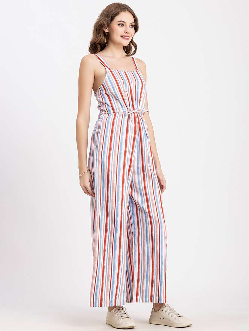 multi color stripes full leg jumpsuit - 20451562 - Standard Image - 2