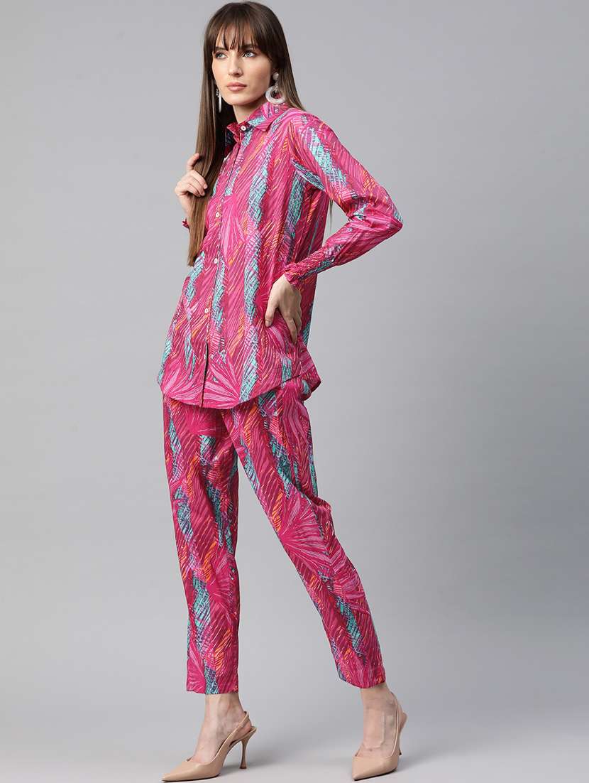 women pink shirt collar co-ord sets - 20451570 -  Standard Image - 2