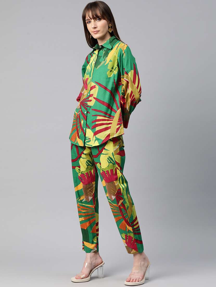 women green shirt & pant co-ord sets - 20451571 -  Standard Image - 2