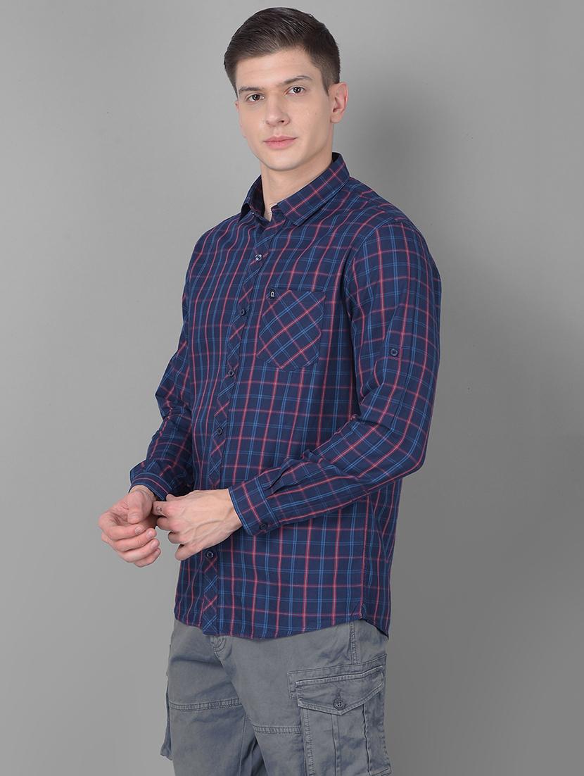 slim fit cotton checked casual shirt - 20455006 - Standard Image - 2