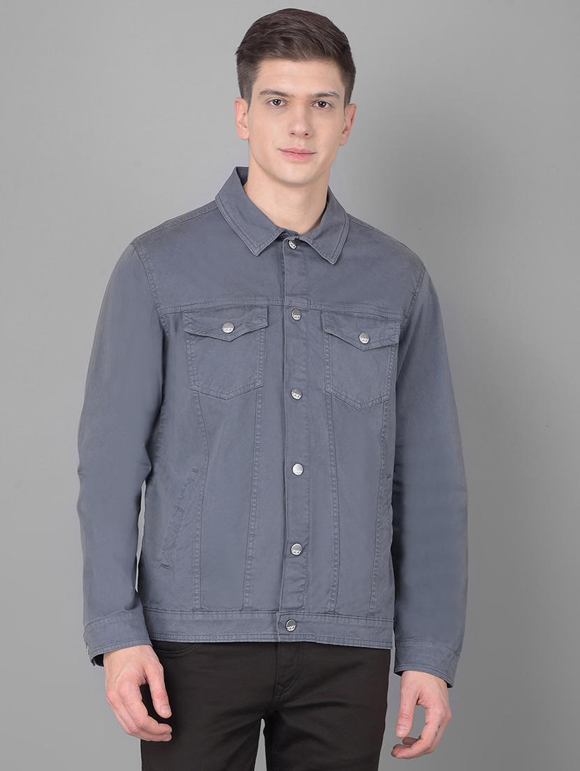men grey cotton casual jacket - 20455027 - Zoom Image - 0